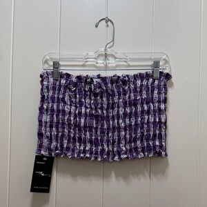 Purple Palaka Strapless Top